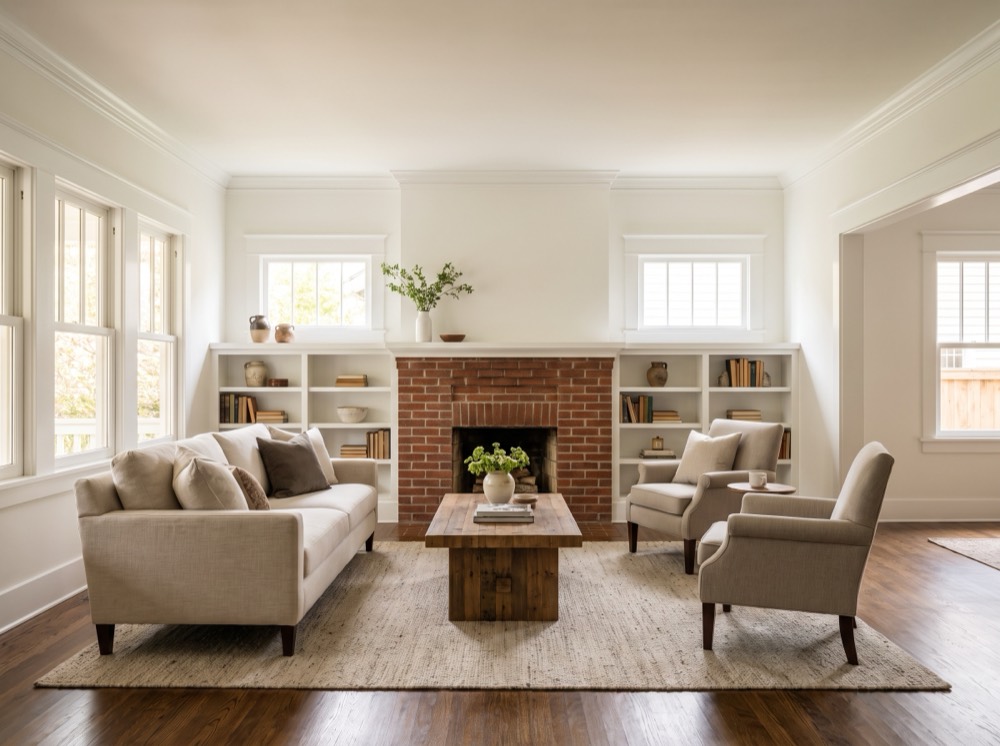 Bright, freshly painted interior room